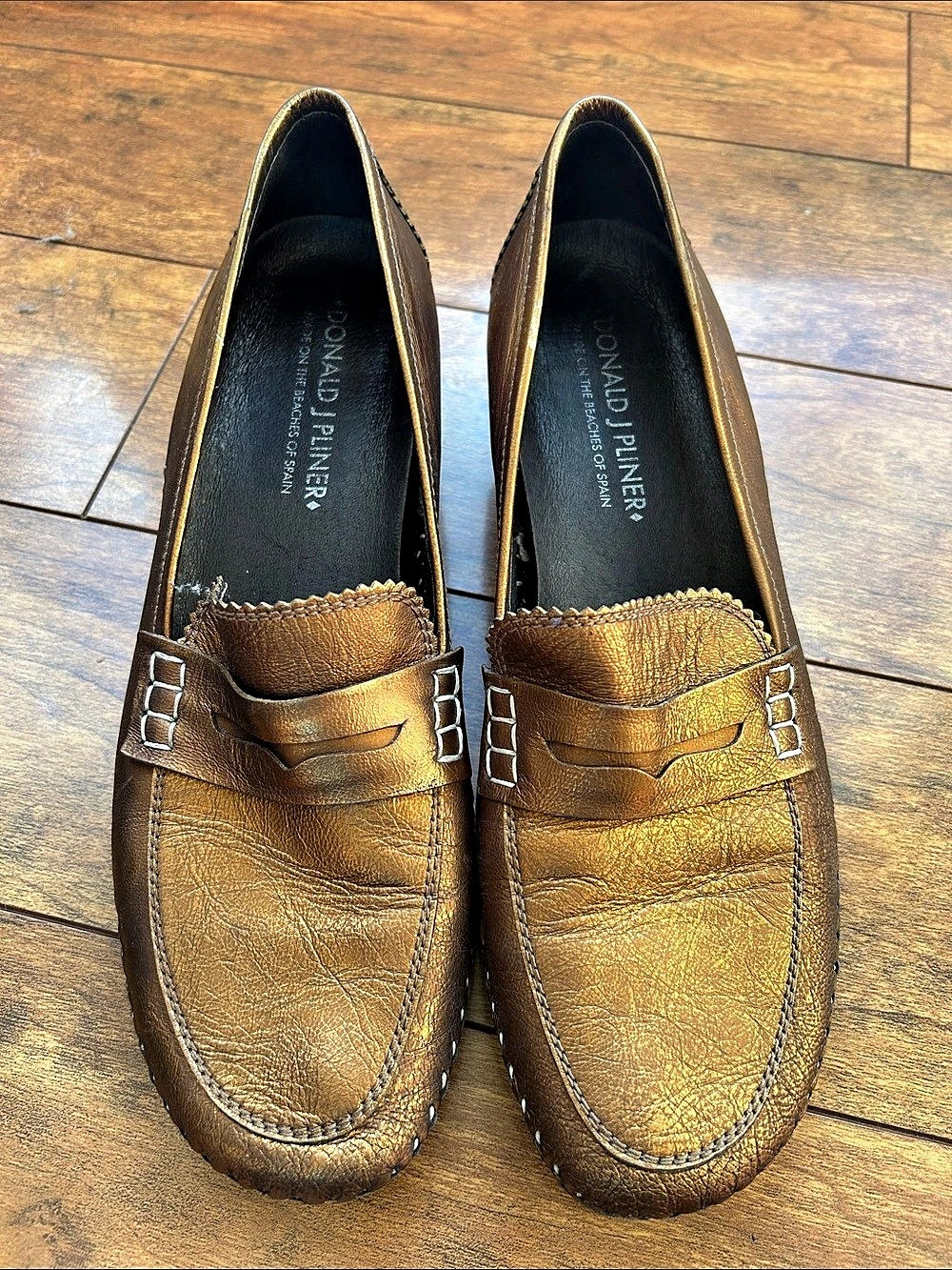 Donald J Pliner Petra Metallic Bronze Penny Loafer
